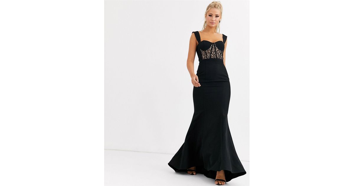 bustier detail fishtail maxi dress