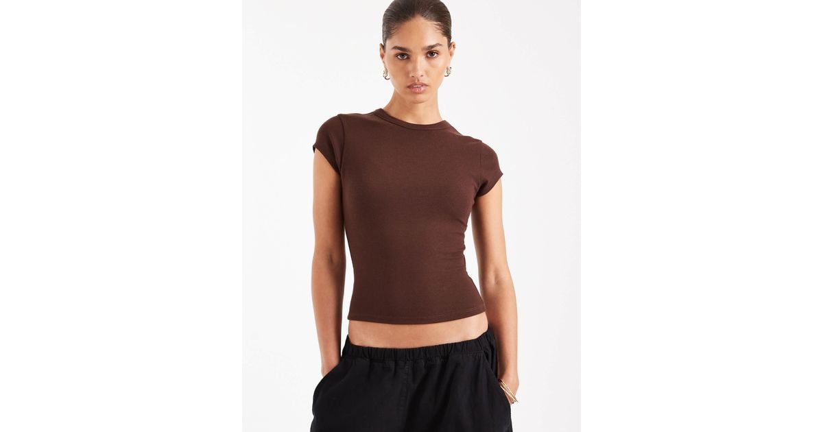 ASOS Soft Longline Baby Tee in Brown | Lyst