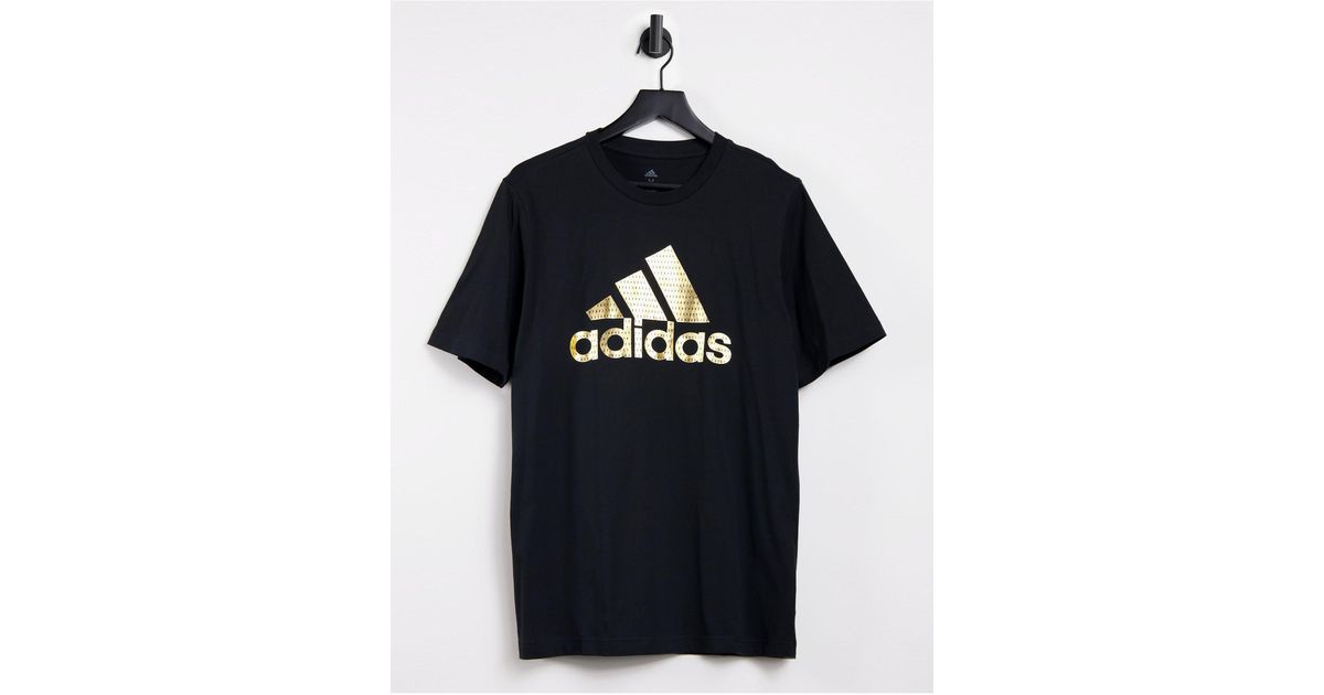 Camiseta logo dorado adidas Originals de hombre de color Negro | Lyst