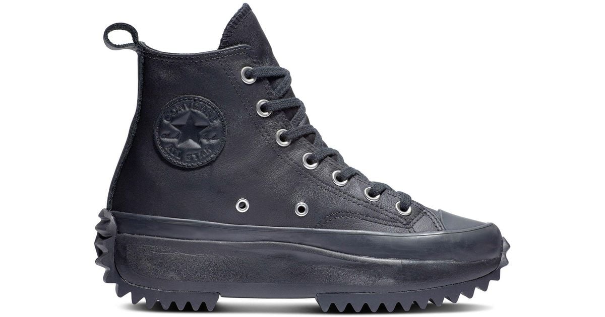 Run star hike baskets en cuir triple Converse en coloris Noir Lyst