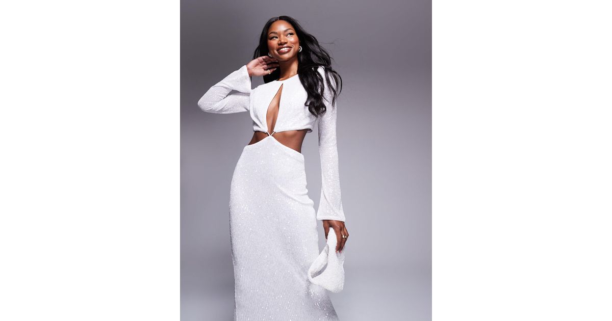 Twas The Night Sequin Round Neck Sleeveless Drape Loose Maxi Dress