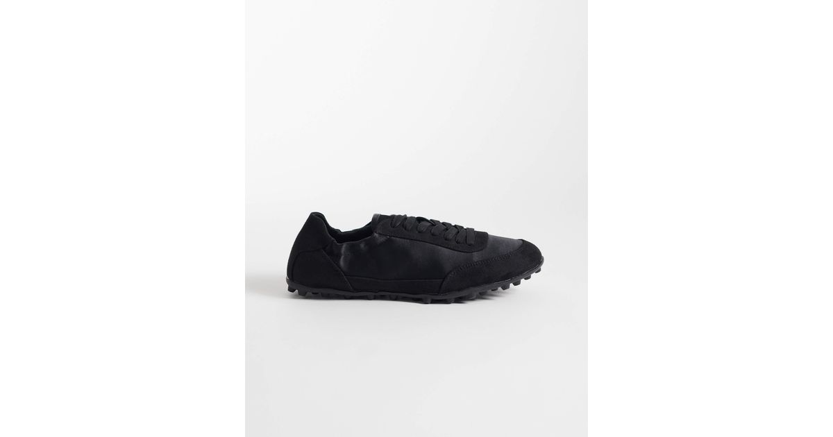 ASOS Desire Slim Sole Lace Up Trainers in Black | Lyst