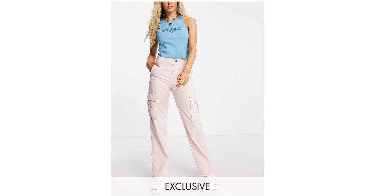 Stradivarius Str Straight Leg Cargo Trouser in Pink | Lyst Australia