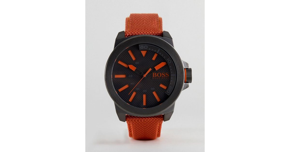 BOSS Orange Cotton By Hugo Boss New York Watch With Orange Strap for Men -  Lyst