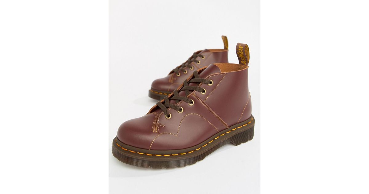 Dr. Martens Church Oxblood Leather Flat Ankle Boots in Red | Lyst Australia