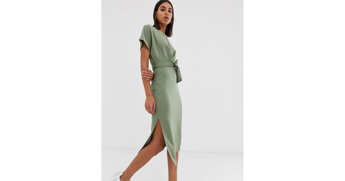 Bershka jersey t 2025 shirt dress in khaki