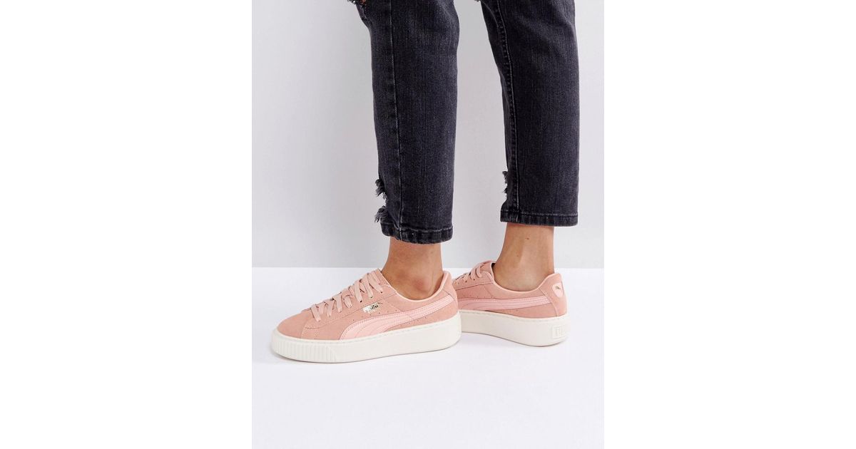 puma suede platform pink