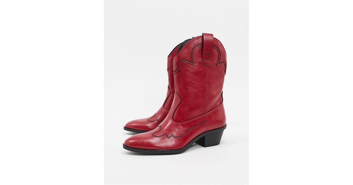 Stivali stile cowboy rossi di Bershka in Rosso | Lyst