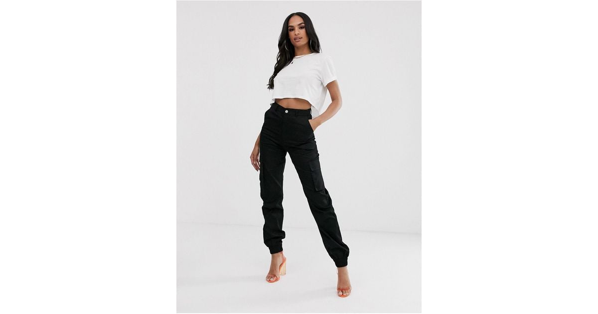 Missguided Petite Plain Cargo Pants in Black Lyst UK