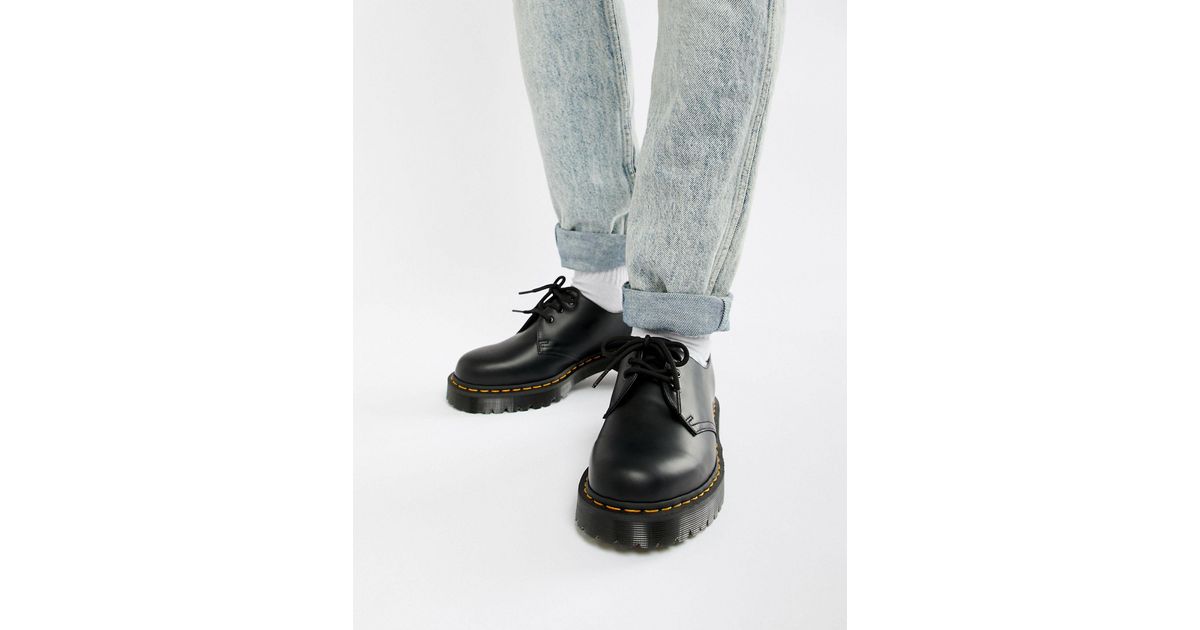 dr martens 1461 hardware 3 eye flat shoes in black