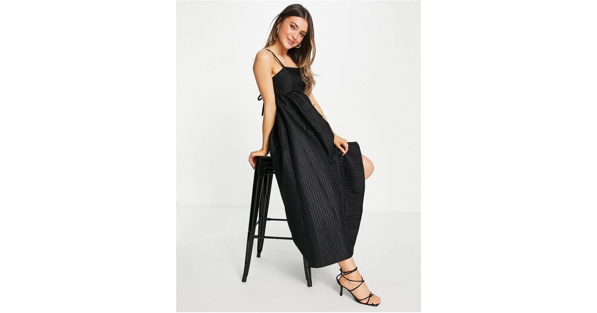 ASOS Textured Baby Doll Maxi Dress in Black Lyst
