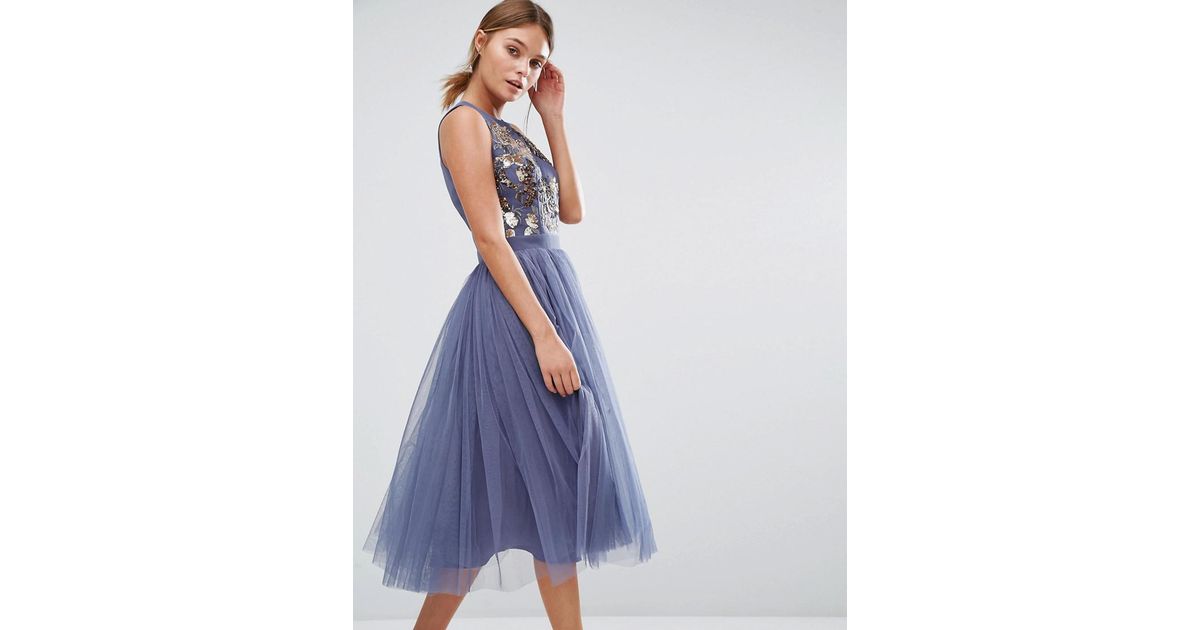 midi dress with tulle skirt