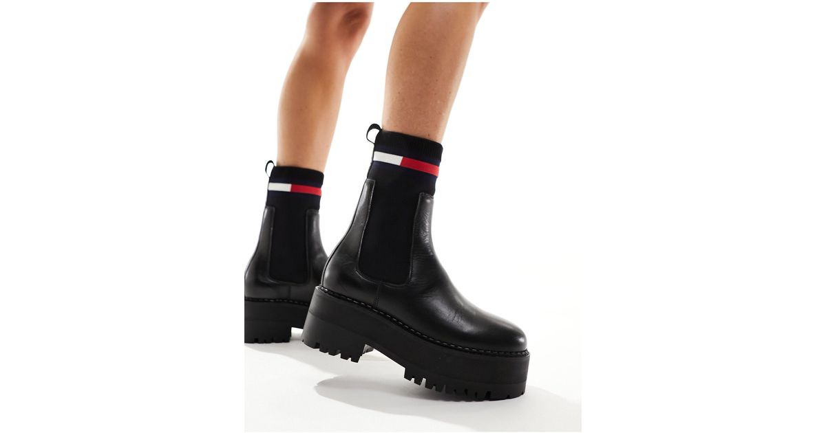 Black tommy best sale hilfiger sock boots