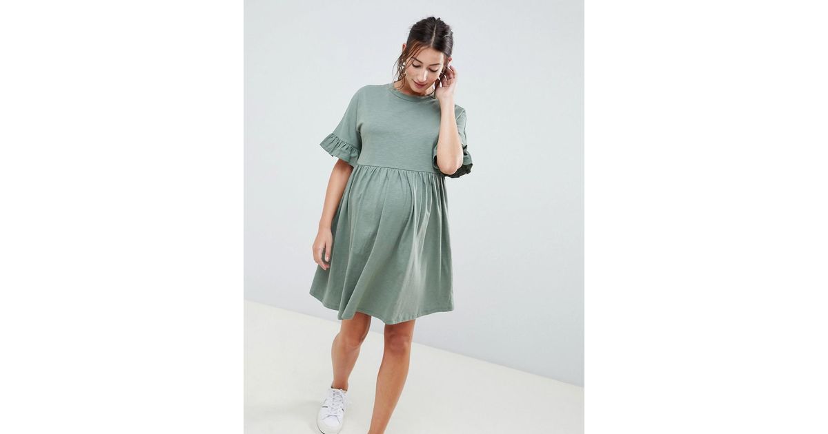 frill sleeve smock dress