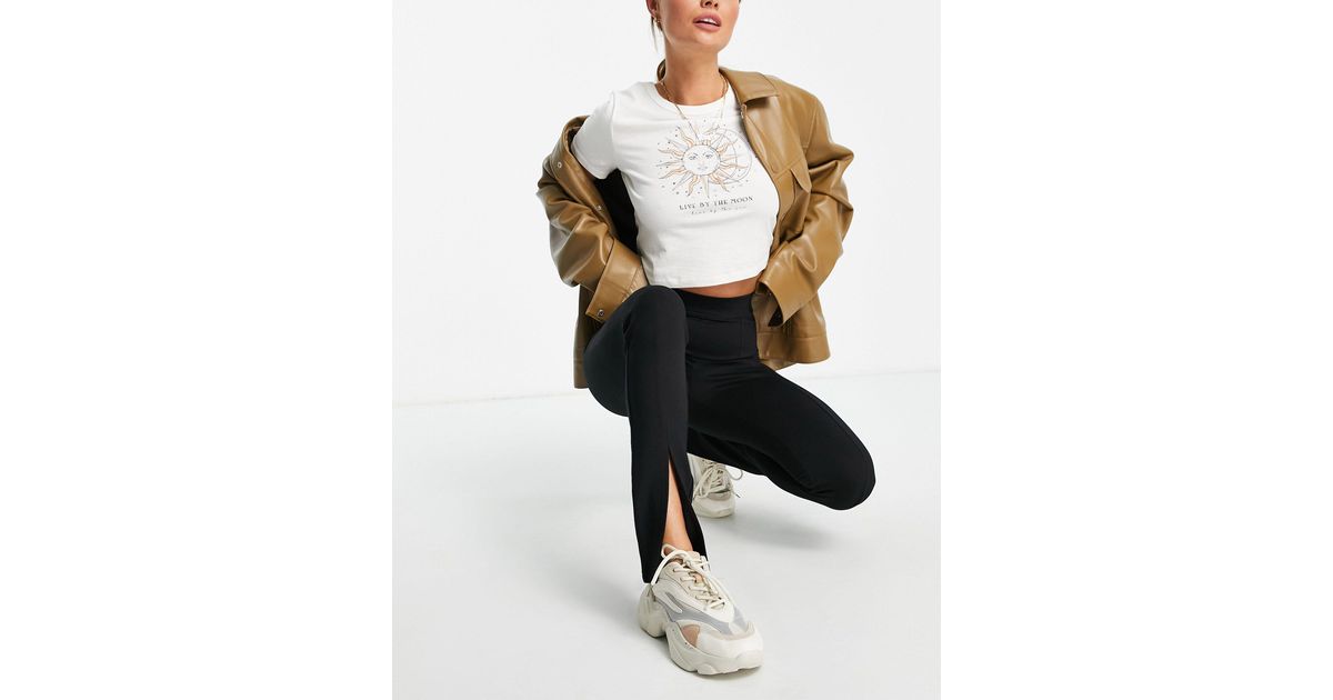 Leggings con abertura Miss Selfridge de color Negro | Lyst