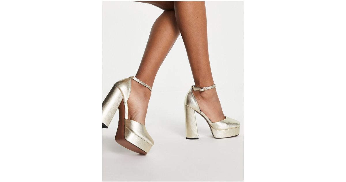 ASOS Priority Platform High Heeled Shoes in Gold (Metallic) - Lyst