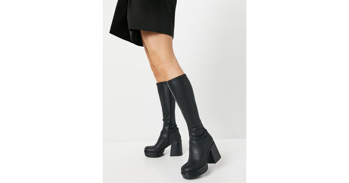 ASOS – coconut – kniehohe stiefel mit dicker plateausohle in