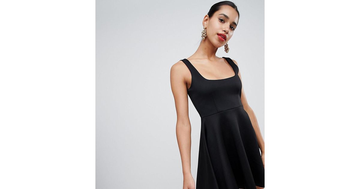 black square neck skater dress