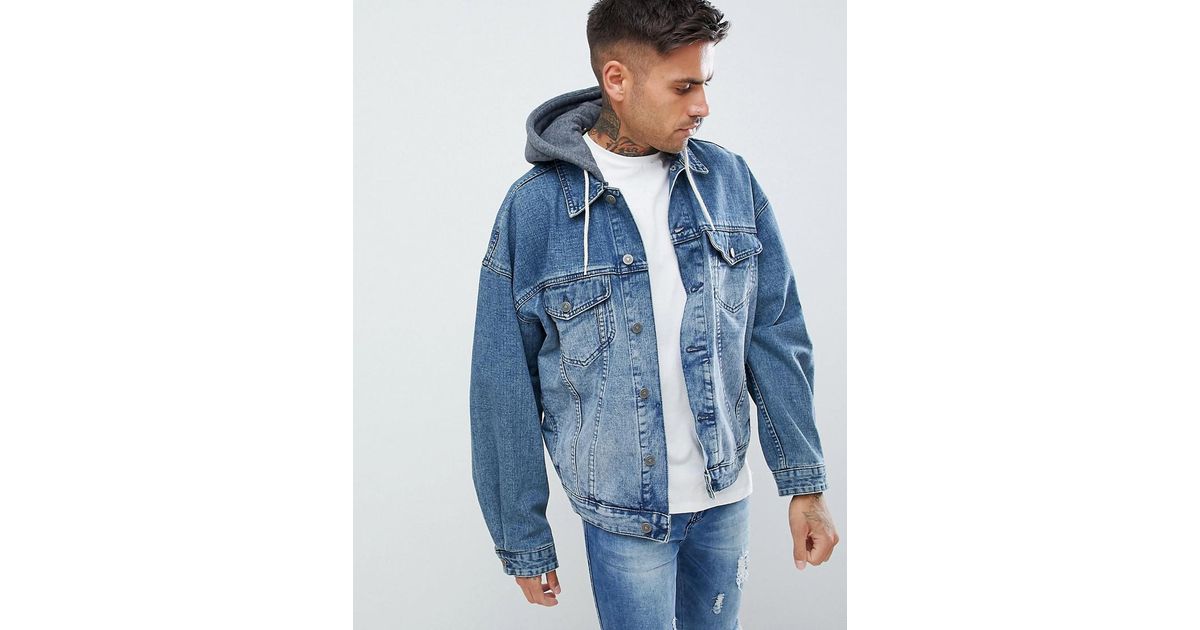 ASOS Oversized Denim Jacket With Jersey 
