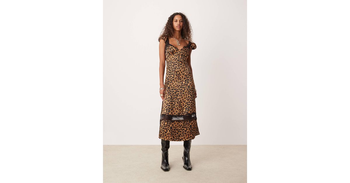 knee length dresses for ladies Eleni Leopard Print Midi Dress