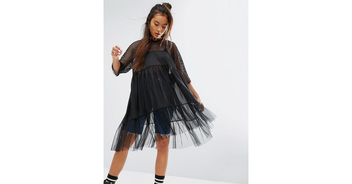 sheer smock dress