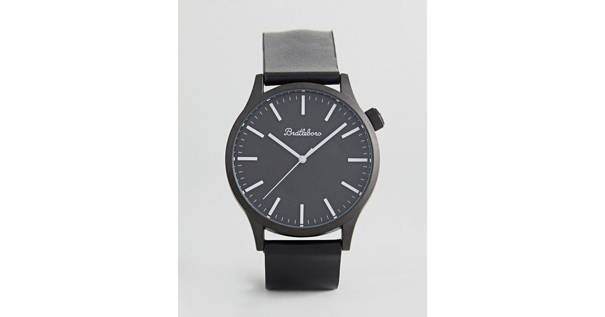 Bratleboro Yellowstone Total Black Leather Watch In Black 44mm for Men -  Lyst