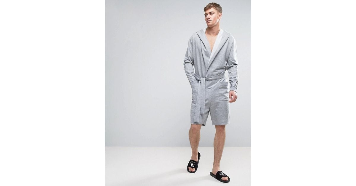 ASOS Cotton Oversized Short Robe Onesie in Gray for Men Lyst