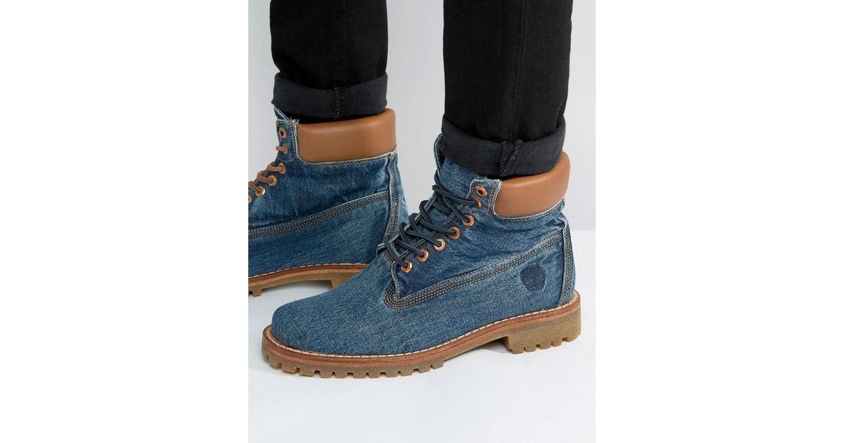 blue denim timbs