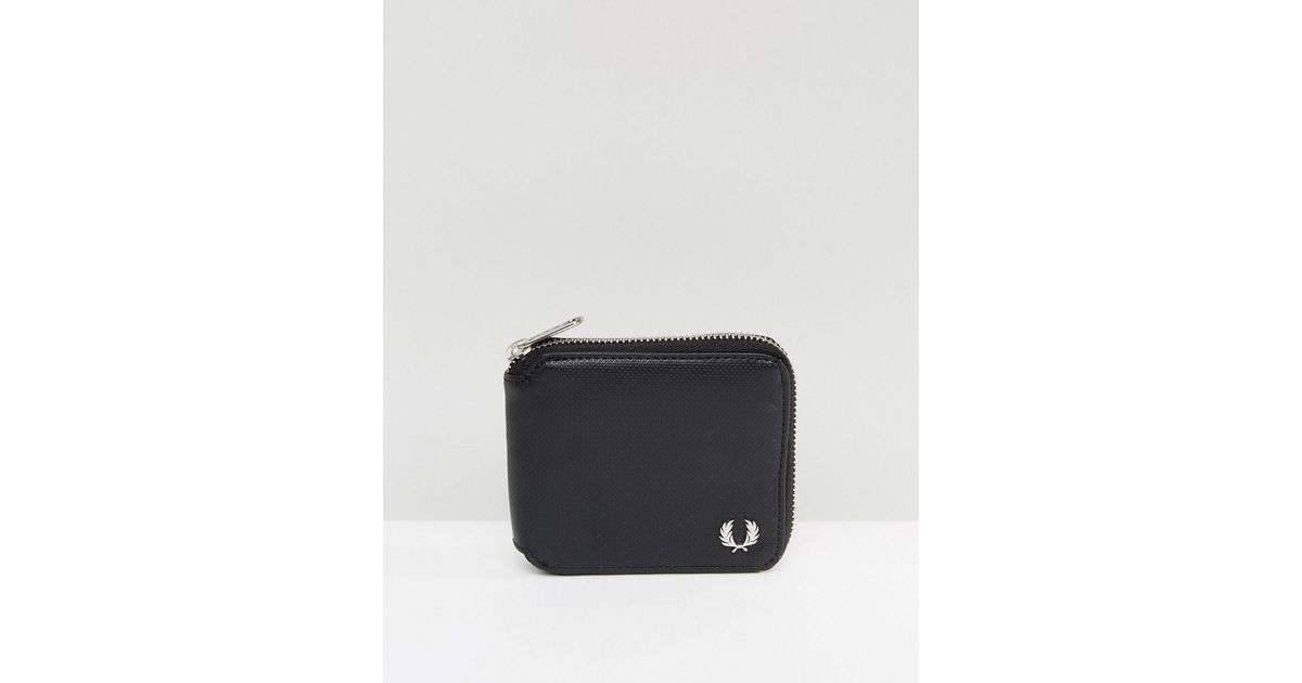 Fred Perry Zip Around Wallet In Pique Black for Men - Lyst