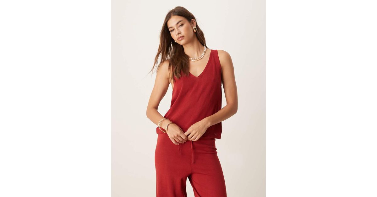 Mango Co-ord Lightweight Knitted Vest in Red Lyst UK - Main Image