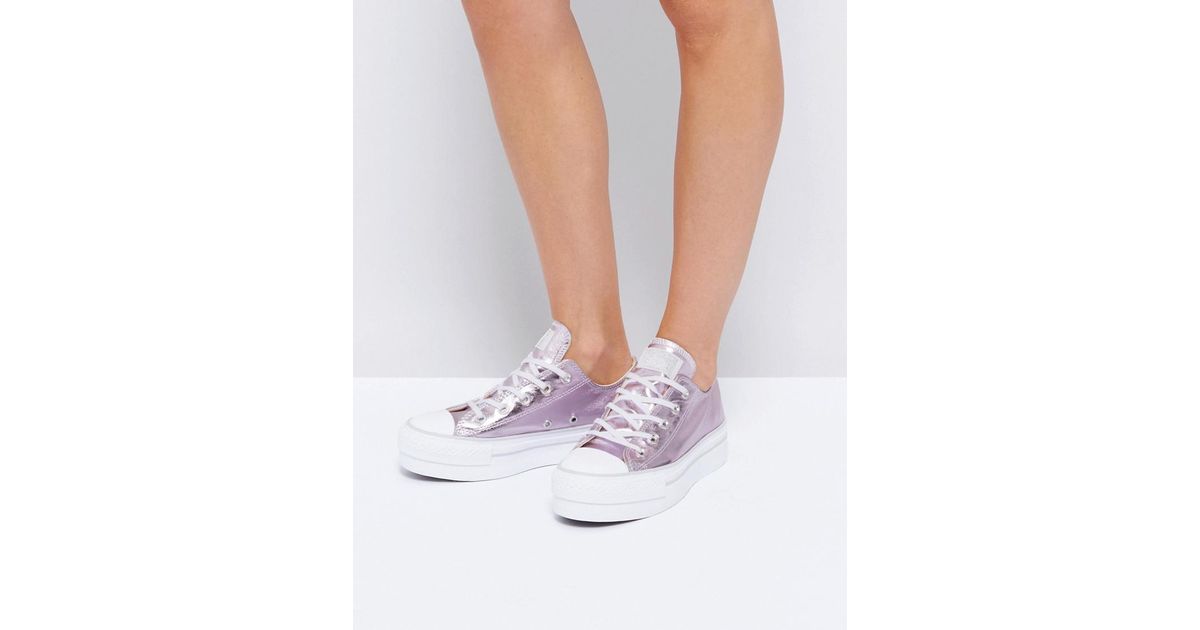 Converse Chuck Taylor All Star Ox Platform Metallic Trainers In Pink | Lyst