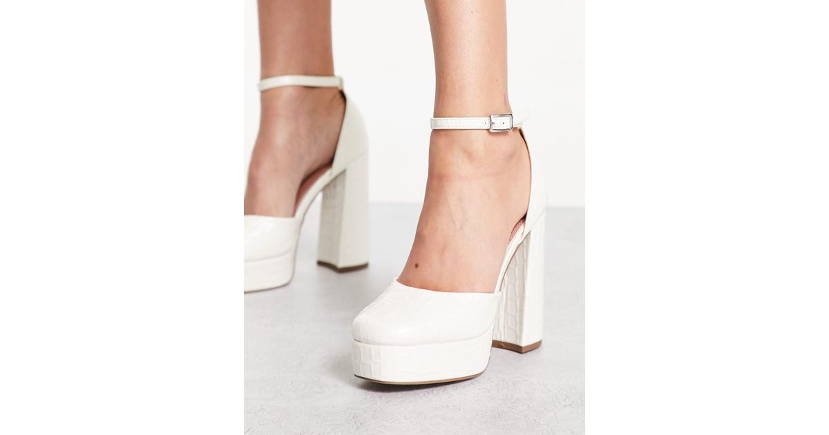 ASOS Priority Platform High Heeled Shoes in White | Lyst