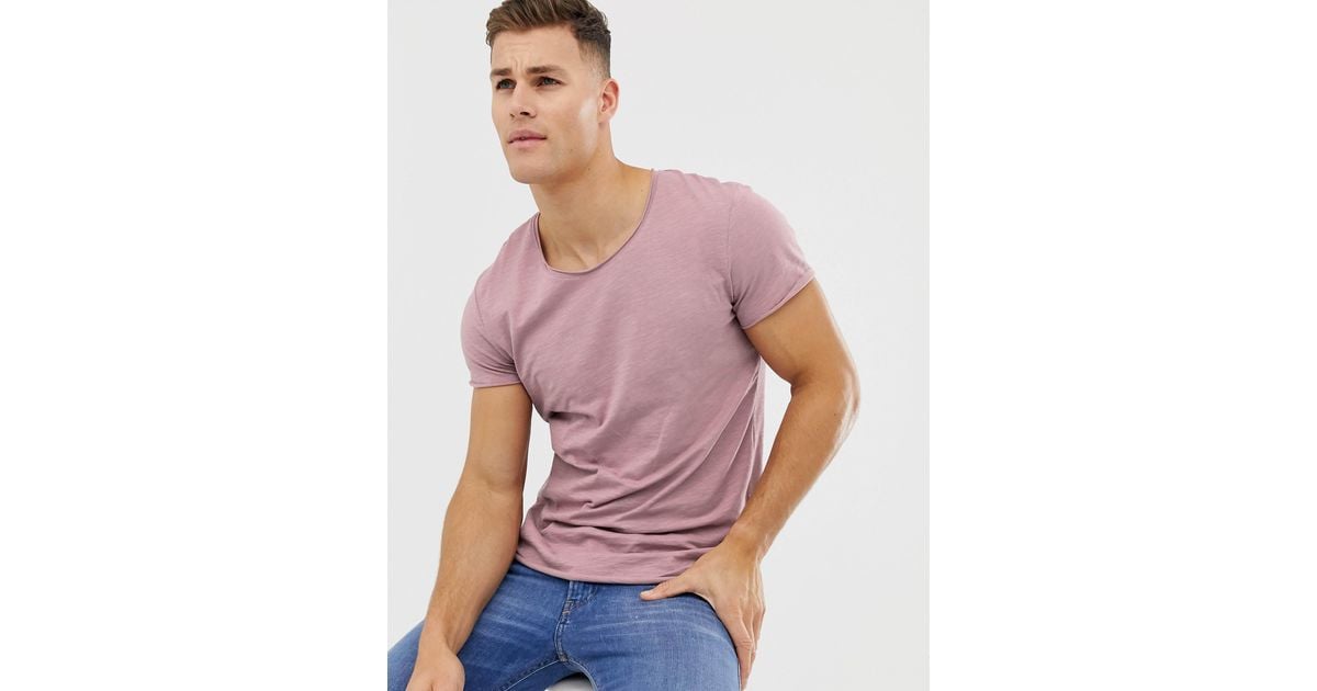 Jack & Jones Essentials Scoop Neck Longline T-shirt in Gray for Men | Lyst