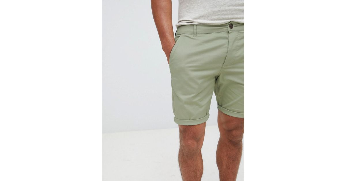 ASOS Skinny Chino Shorts In Sage Green for Men Lyst