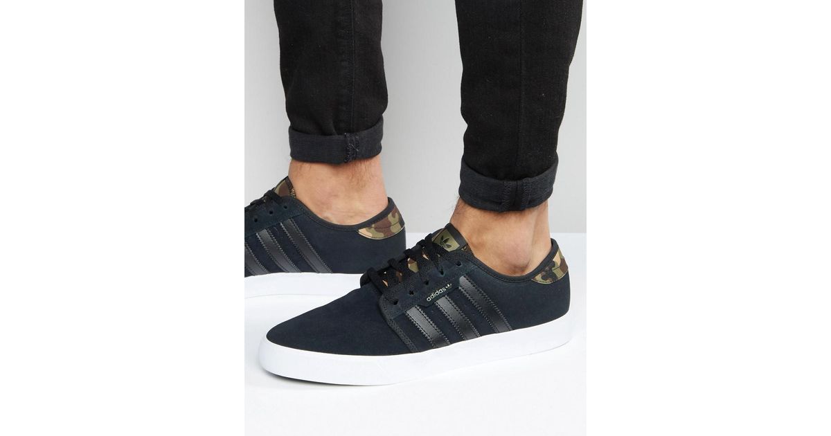 adidas Originals Leather Seeley Trainers In Black B27343 for Men - Lyst