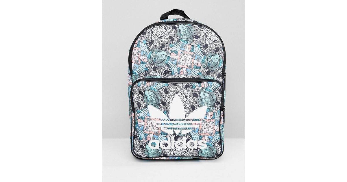 adidas Originals Classic Backpack In Floral Zebra Print in Blue | Lyst