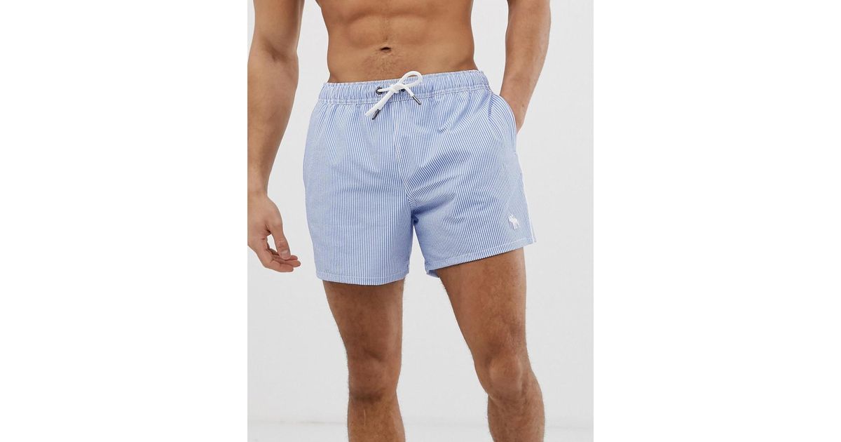 Logo Seersucker Stripe Swim Shorts 