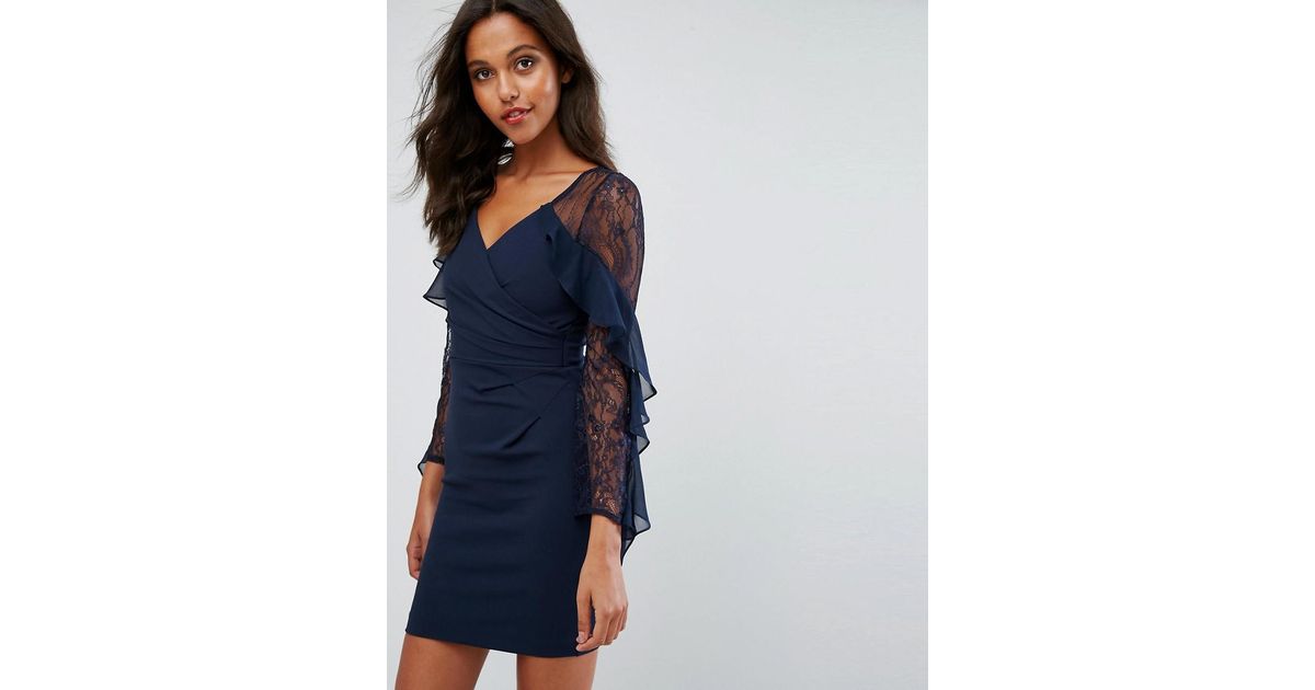 lipsy polka dot frill wrap dress