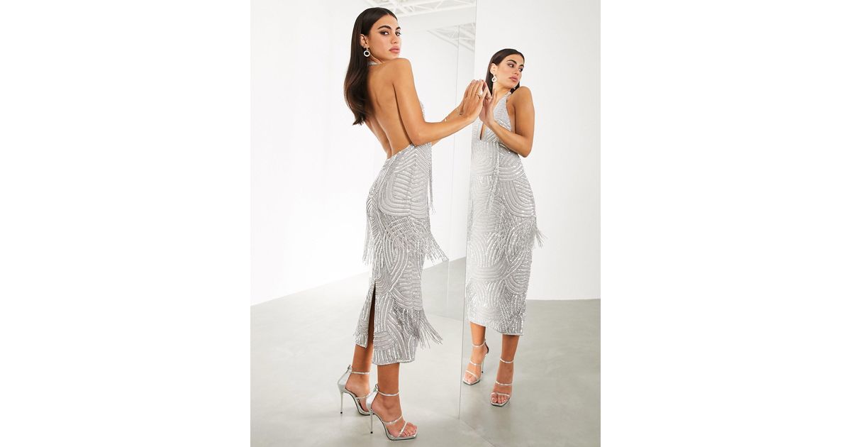 Vestido Plateado Asos Vestidos De Flecos Vestido Flecos Asos Asos