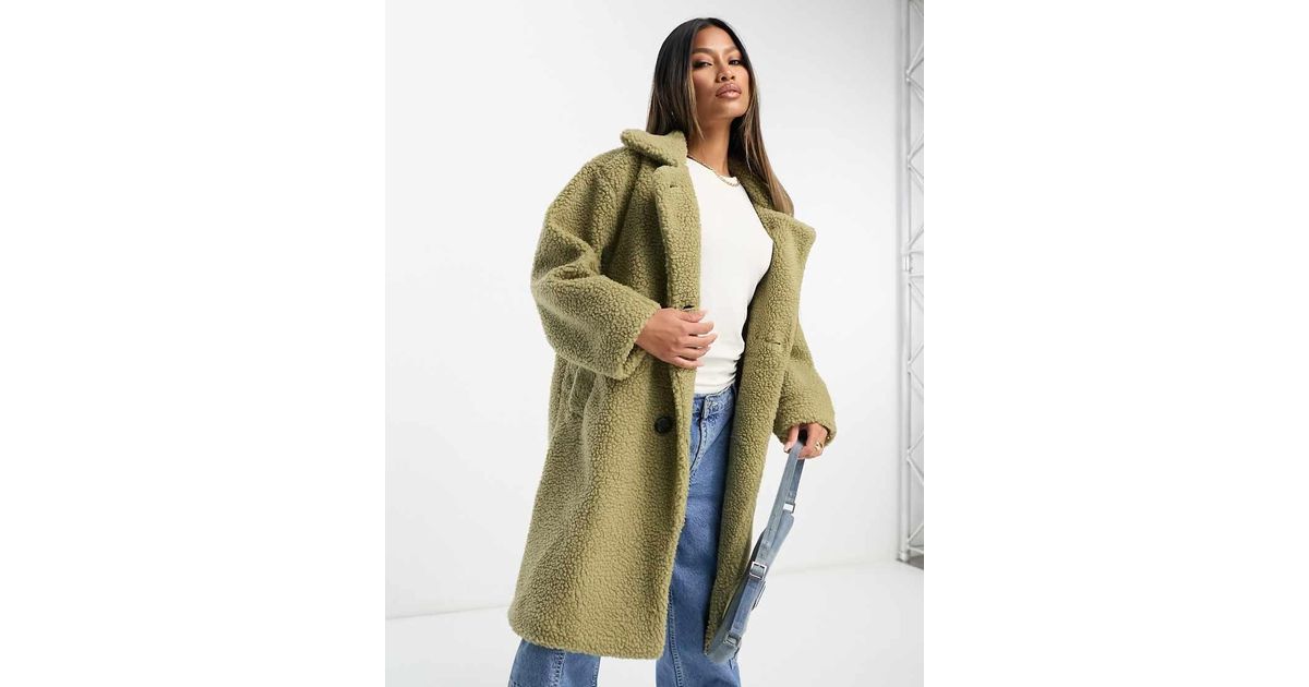 Borg Coat Teddy Green Coat Don't Think Twice Dtt Teddy Longline