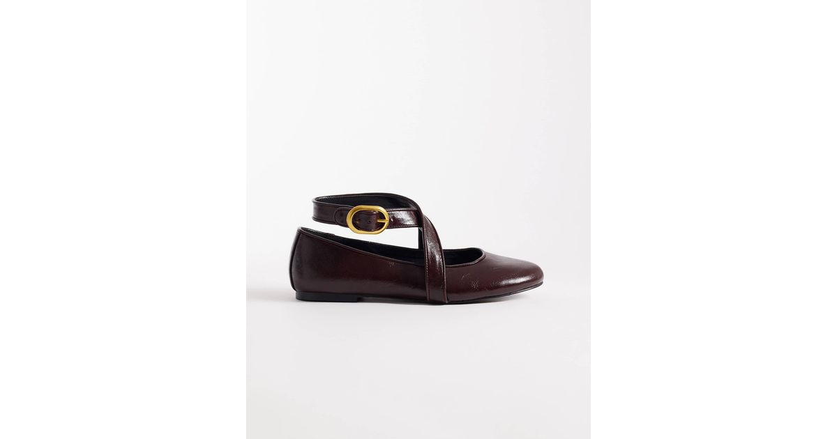 ASOS Leash Cross Strap Ballet Flats in White | Lyst