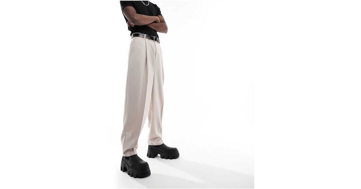 ASOS Wide Balloon Pants In Stone in Natural for Men