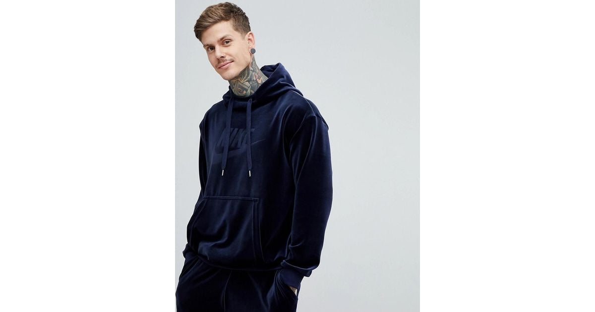 nike velour pullover hoodie