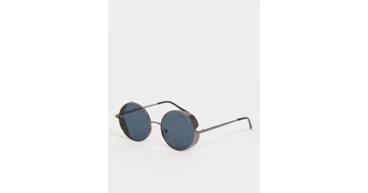 Occhiali da sole rotondi piombo con protezione laterale da Uomo di ASOS in  Blu | Lyst