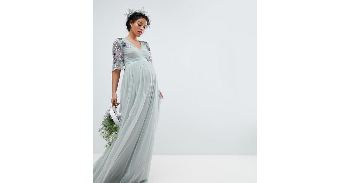 maya embellished tulle maxi dress