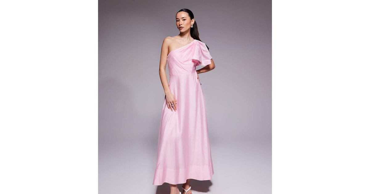 forever new pink linen dress Forever New Bronte Linen Zip Detail Midi Dress in Pink