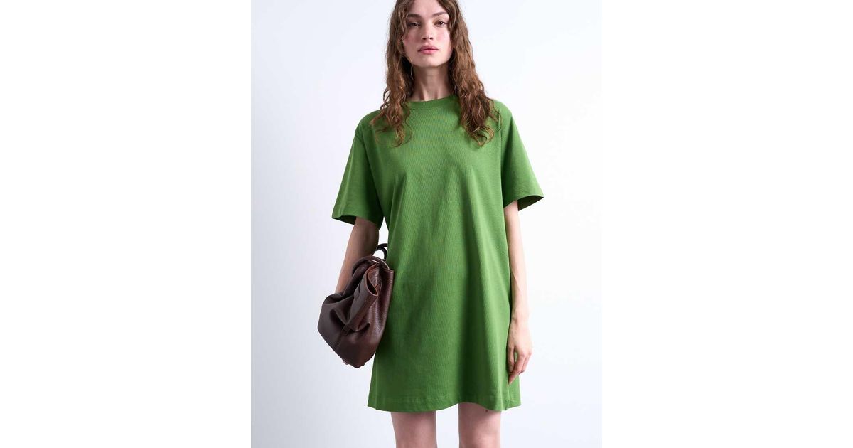 TOPSHOP Oversized Premium Short Sleeve T-shirt Dress in Green