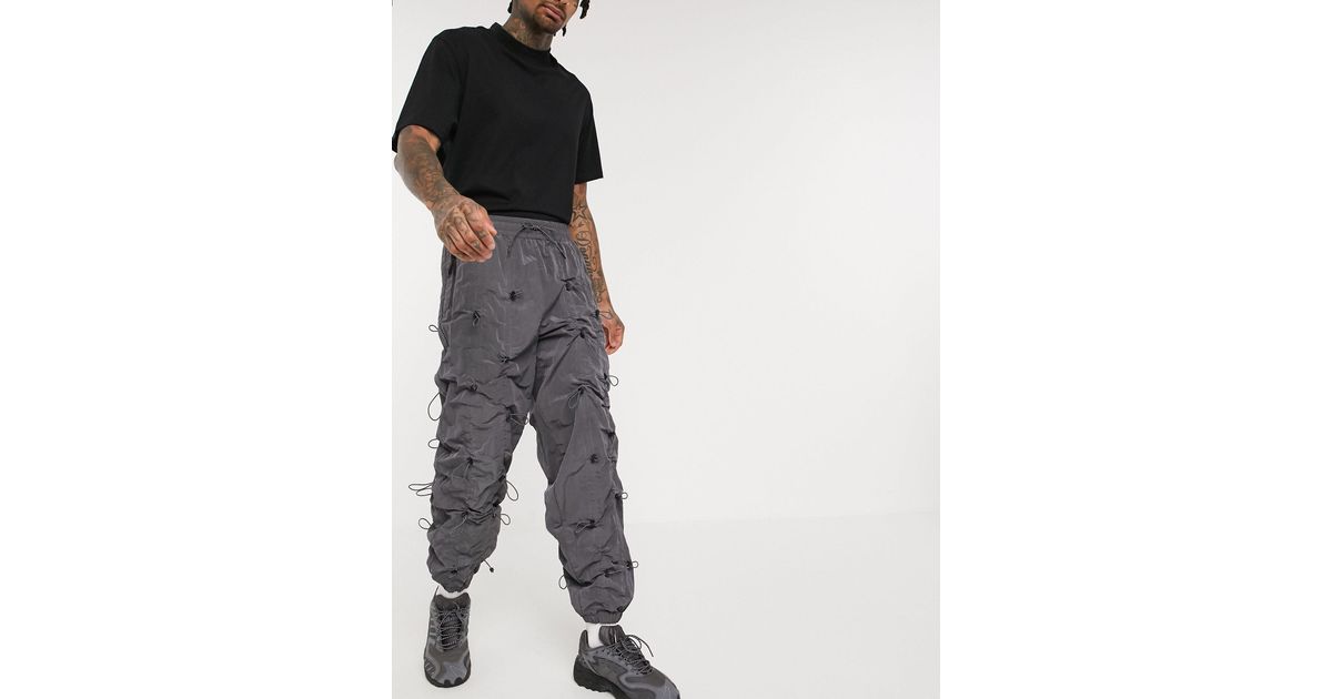 ASOS Synthetic Oversized Tapered joggers With toggles-Grey in Gray for Men - Lyst