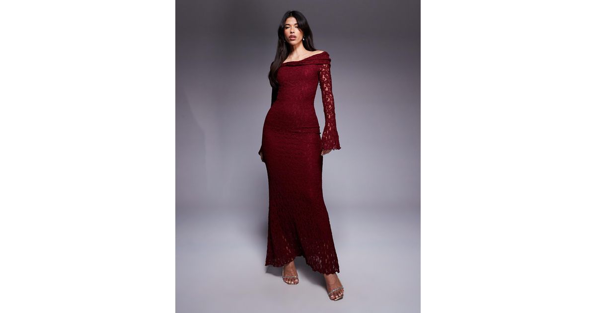 ASOS Textured Lace Bardot Maxi Dress | Lyst ASOS Textured Lace Bardot Maxi Dress | Lyst