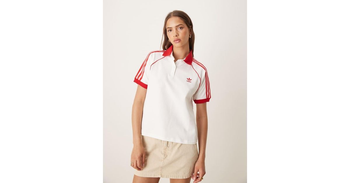 adidas Originals Adicolor Stripe Polo in White Lyst UK
